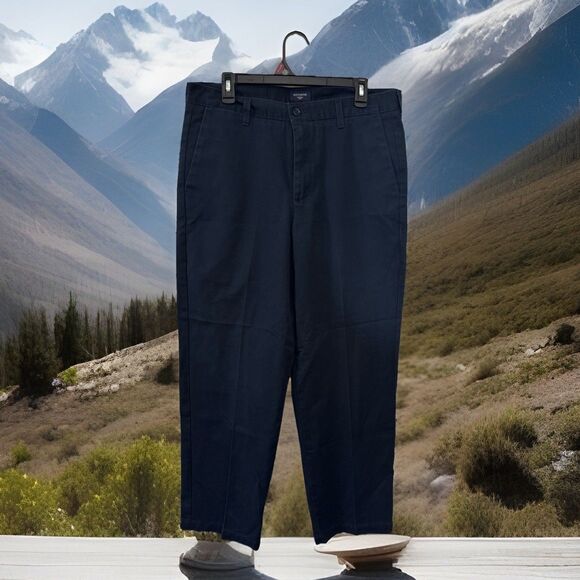 Y2K 90 Docker Pant Classic Fit Easy‎ Khaki Navy 34x29 Career USA Deadstock Baggy - Picture 7 of 7